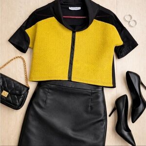 Rinascimento Made in Italy athleisure  meets high fashion top Black Top